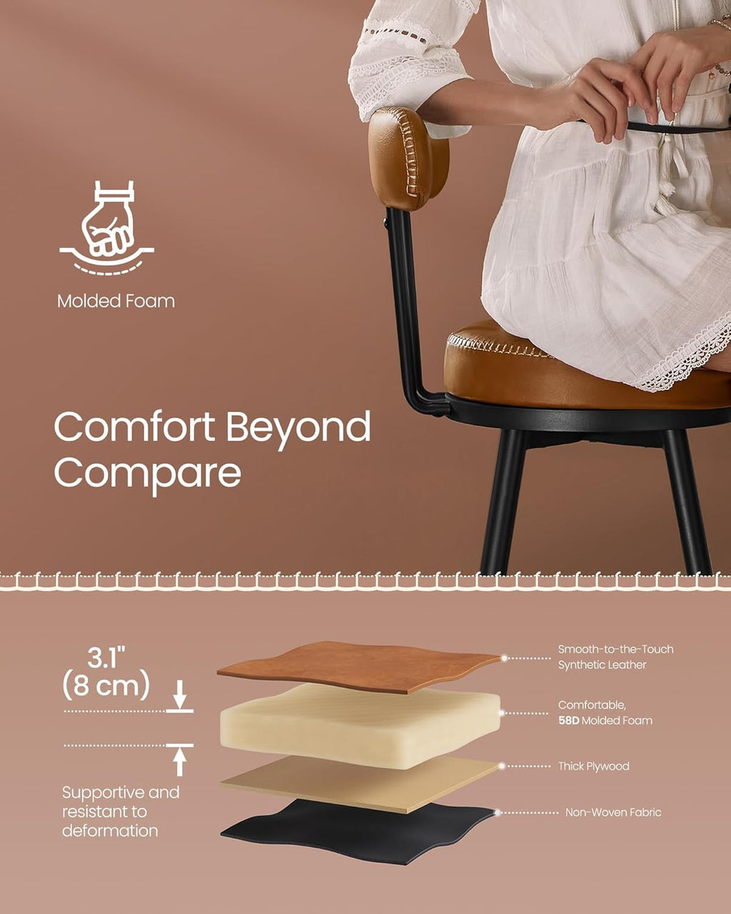 Swivel Bar Stools Set of Two for Kitchen