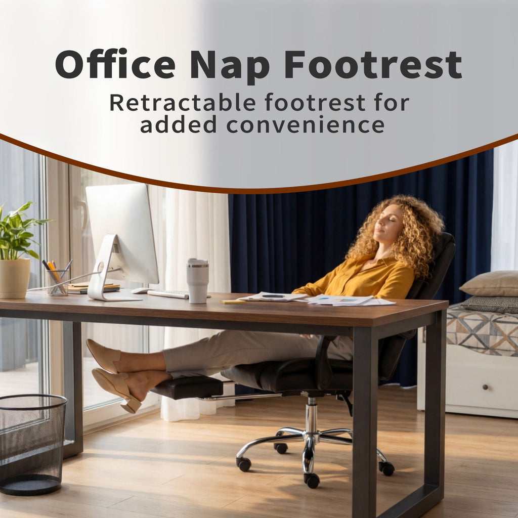 Adjustable Reclining PU Leather Office Chair with Footrest