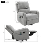 Swivel Rocker Recliner with 8-Mode Massage and Side Pocket