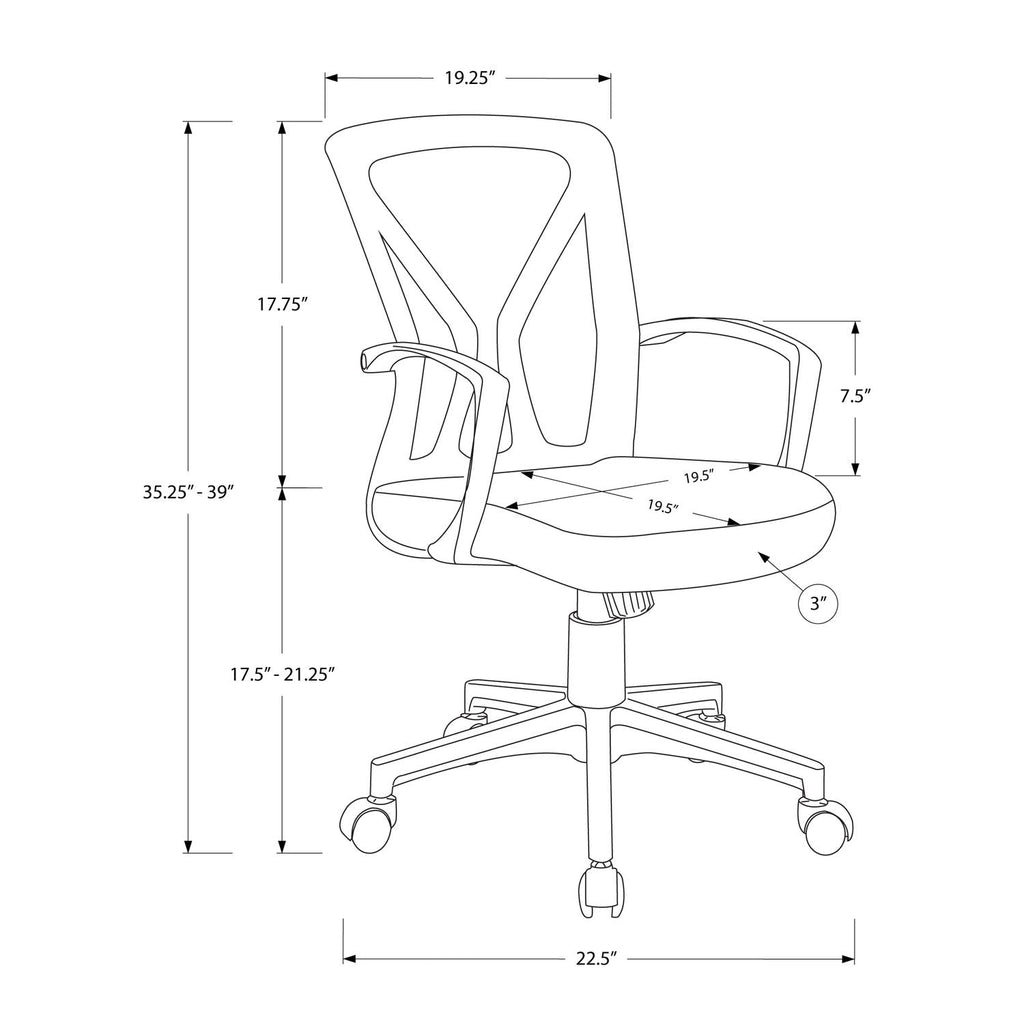 Adjustable Mid-Back Office Chair with Fixed Armrests
