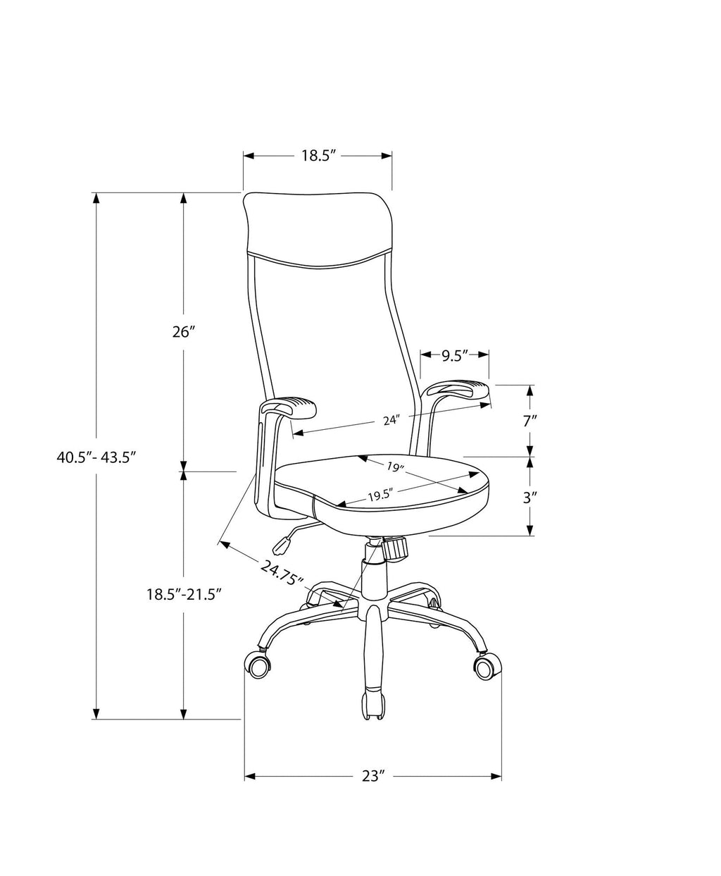 Adjustable High-Back Office Chair with Fixed Armrests