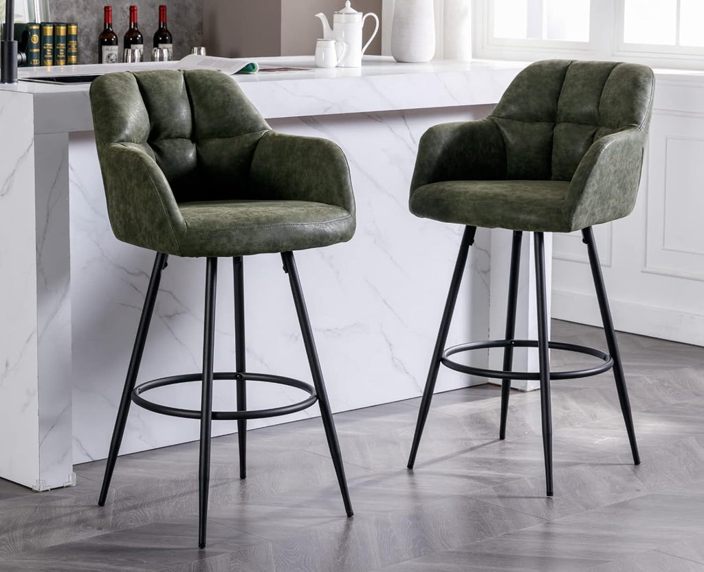 Modern Bar Stools Set of Two with Backrest Arms