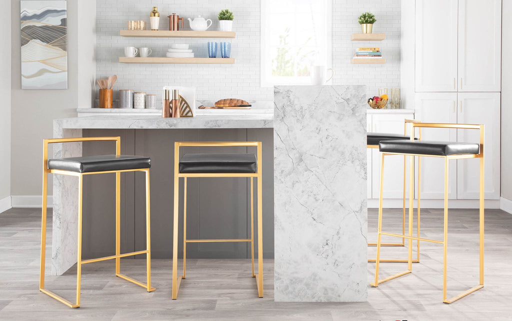 Fuji Contemporary Stackable Bar Stools, 2 or 3 Pieces