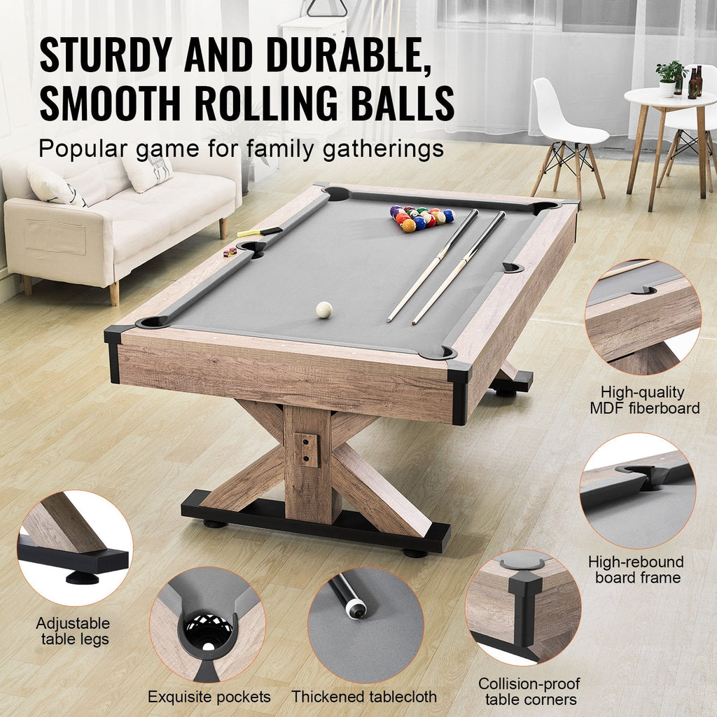 VEVOR 7 ft 3-in-1 Pool Table | Table Tennis & Dining