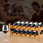 2-Tier 12 Bottles Bamboo Storage Shelf Wine Rack