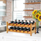 2-Tier 12 Bottles Bamboo Storage Shelf Wine Rack