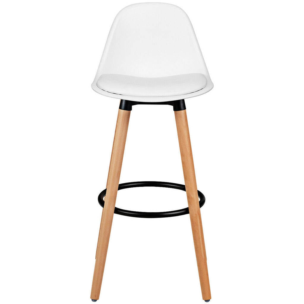 Mid-Century PU Upholstered Bar Stools - Set of 2