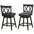 2-Piece Swivel Counter-Height Bar Stools with Rubberwood Legs