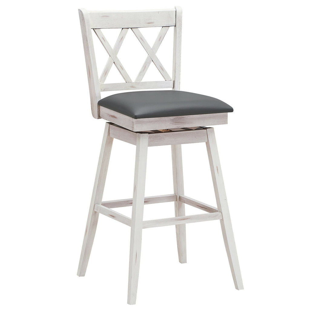 2-Piece Swivel Counter-Height Bar Stools with Rubberwood Legs