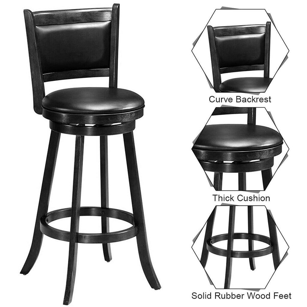 2-Piece Swivel Bar Stools with Hardwood Frame