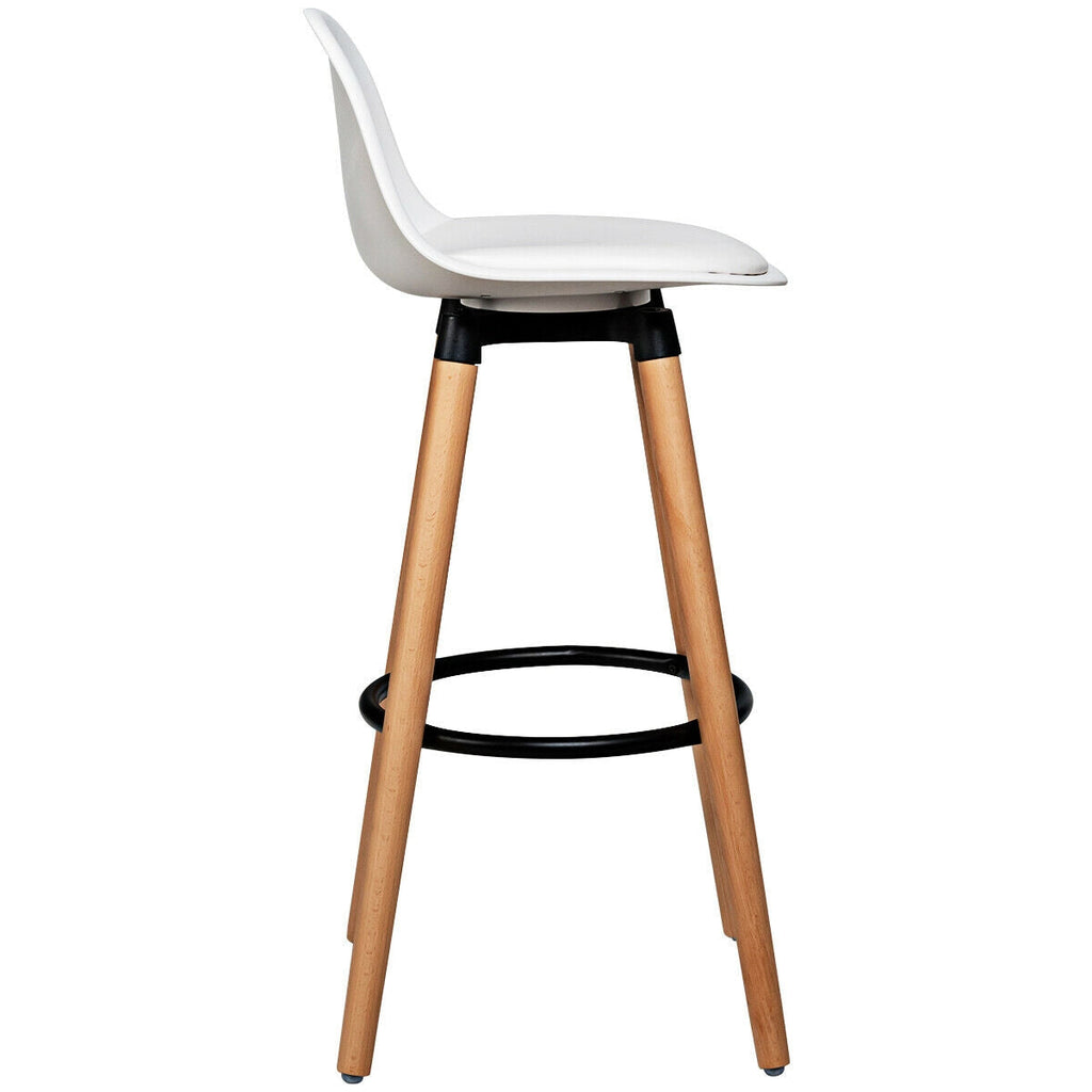 Mid-Century PU Upholstered Bar Stools - Set of 2