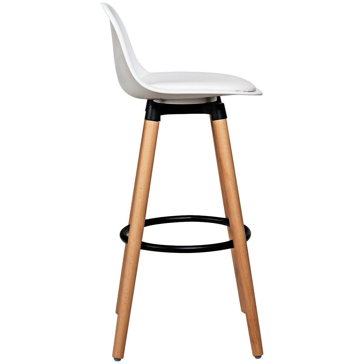 Mid-Century PU Upholstered Bar Stools - Set of 2