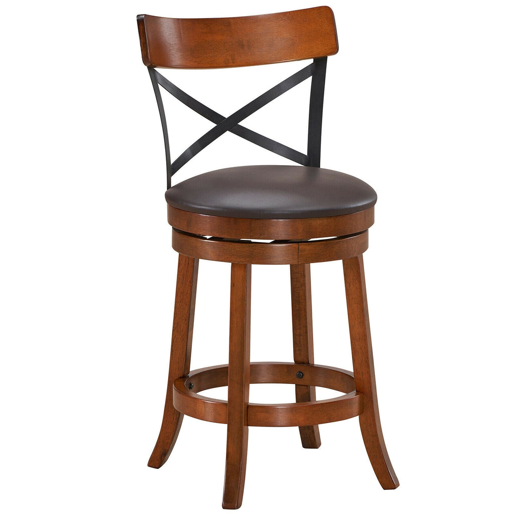 Swivel Bar Stools with Rubber Wood Legs - Set of 2