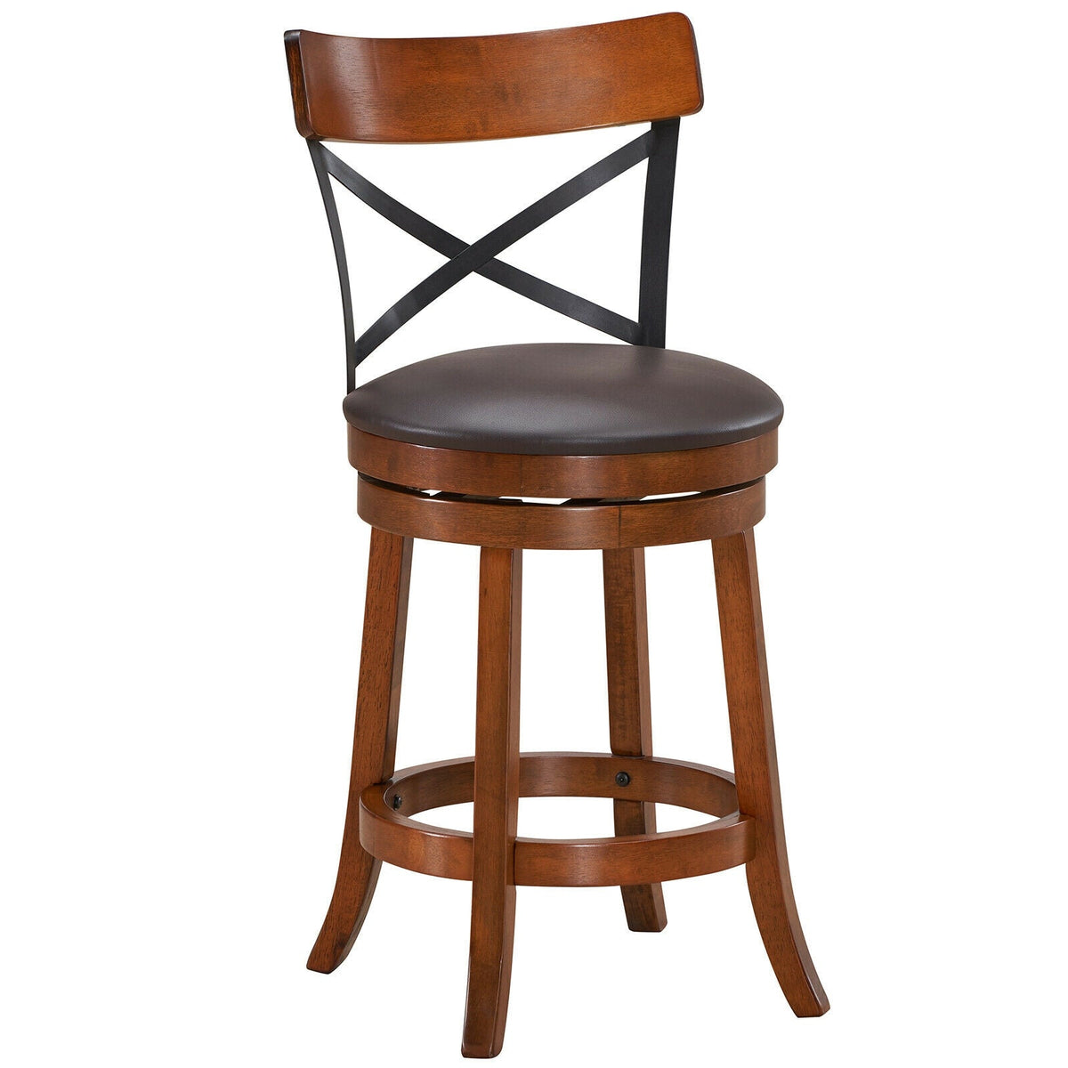 Swivel Bar Stools with Rubber Wood Legs - Set of 2