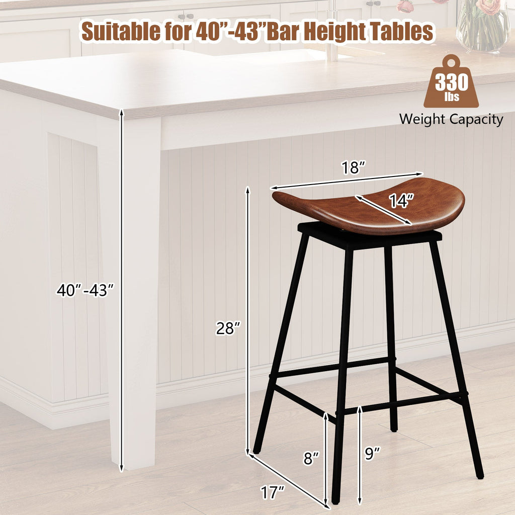 2-Piece Backless Swivel Bar Stools with Footrests