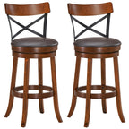 Swivel Bar Stools with Rubber Wood Legs - Set of 2