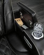 Black Leather Power Recliner With Adjustable Headrest