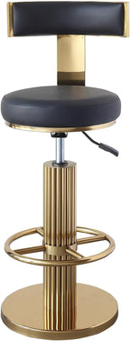 Black Gold Swivel Bar Stool With Backrest And Adjustable