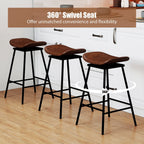 2-Piece Backless Swivel Bar Stools with Footrests