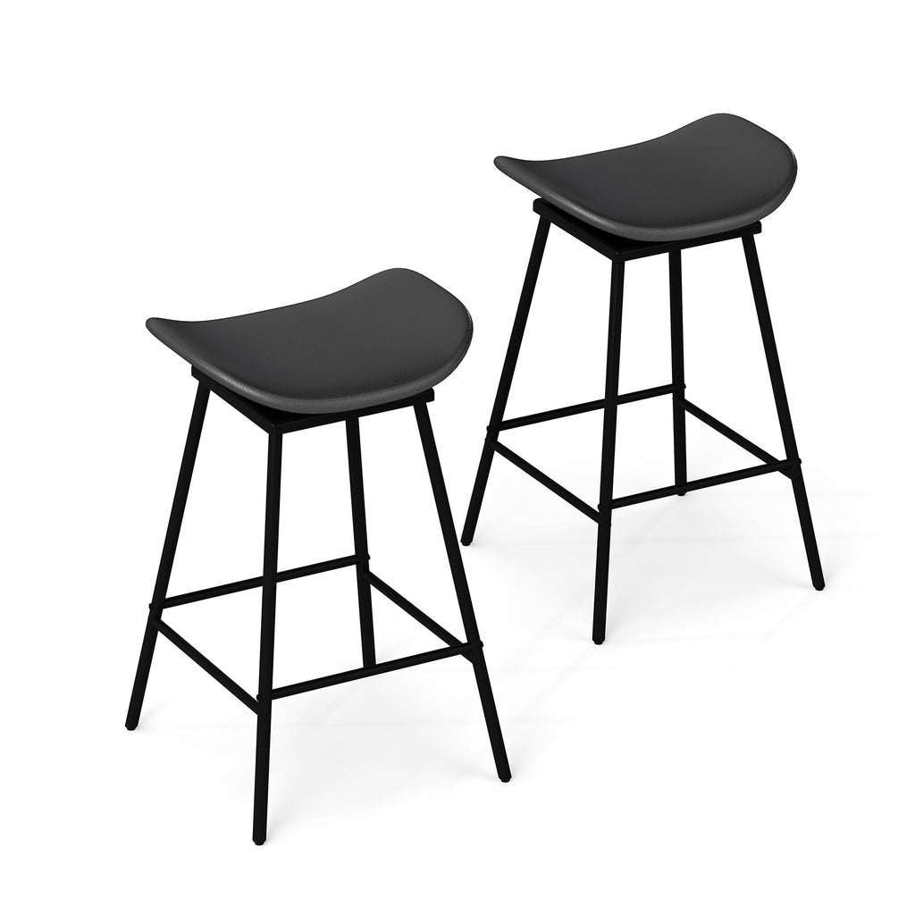 2-Piece Backless Swivel Bar Stools with Footrests