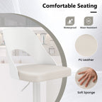 Bar Stools Set of 2 with Enlarged PU Leather Seat and Footrest