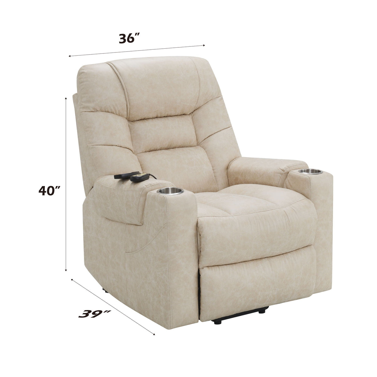 Nairi Ivory Power Lift Recliner with Heat and Massage