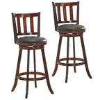 360° Swivel Wooden Bar Stool Set of 2 with Cushioned Seat