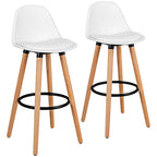 Mid-Century PU Upholstered Bar Stools - Set of 2