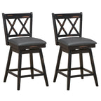 2-Piece Swivel Counter-Height Bar Stools with Rubberwood Legs