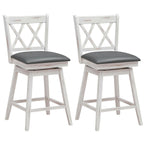 2-Piece Swivel Counter-Height Bar Stools with Rubberwood Legs