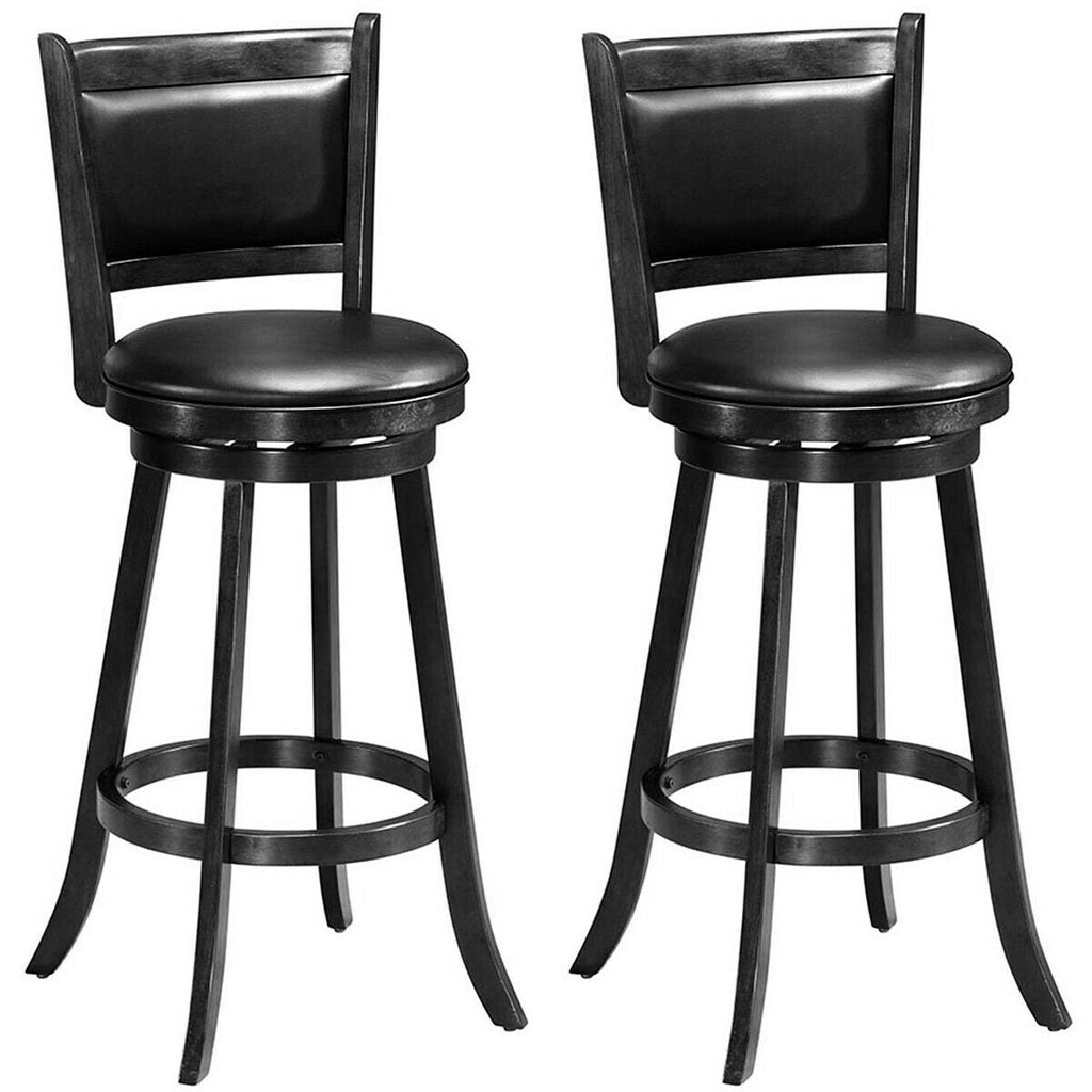 2-Piece Swivel Bar Stools with Hardwood Frame