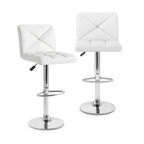 PU Leather Upholstered Bar Stools Set of 2 with Back and Adjustable Height
