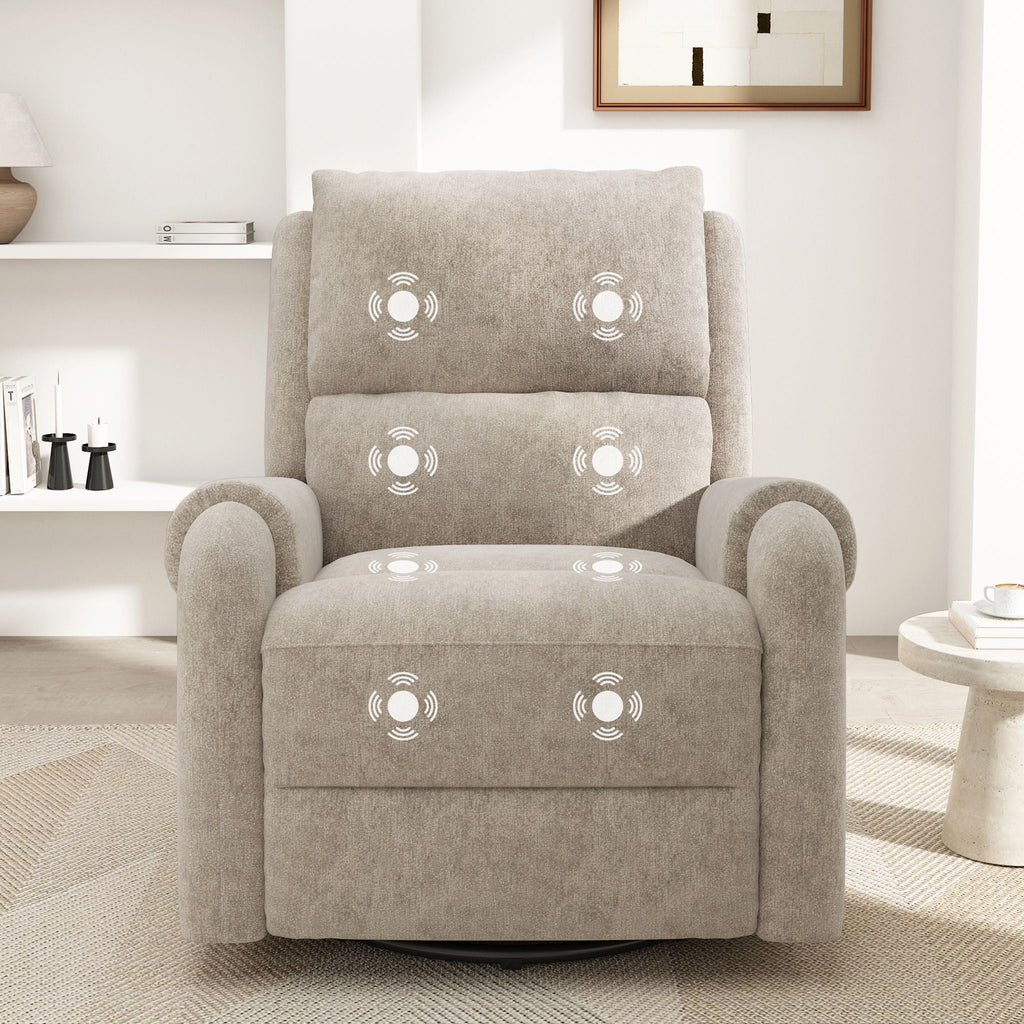 Swivel Rocker Recliner with 8-Mode Massage and Side Pocket