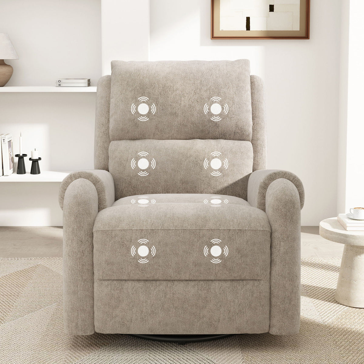 Swivel Rocker Recliner with 8-Mode Massage and Side Pocket