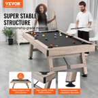 VEVOR 7 ft Pool Table | Black Cloth & Wood-Look Finish