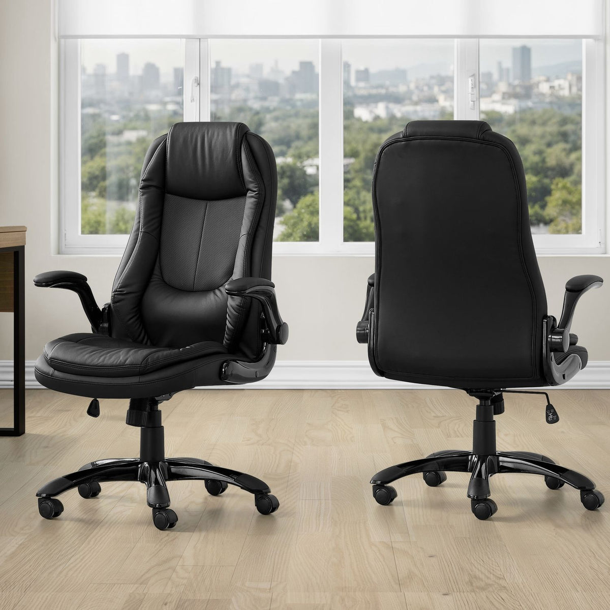 Adjustable High-Back Office Chair with Headrest and Flip-Up Armrests