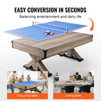 VEVOR 7 ft 3-in-1 Pool Table | Table Tennis & Dining