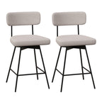 25 Inch 2-Piece Modern Upholstered Bar Stools with Back and Footrests-Beige