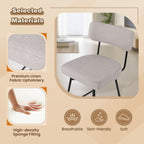 25 Inch 2-Piece Modern Upholstered Bar Stools with Back and Footrests-Beige