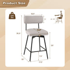 25 Inch 2-Piece Modern Upholstered Bar Stools with Back and Footrests-Beige