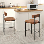 26 Inch Upholstered Counter Height Bar Stools Set of 2 with Backrest
