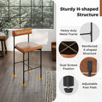 26 Inch Upholstered Counter Height Bar Stools Set of 2 with Backrest