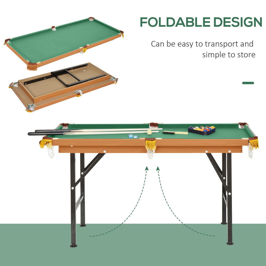 55 in Folding Pool Table | Green Cloth & Accessories