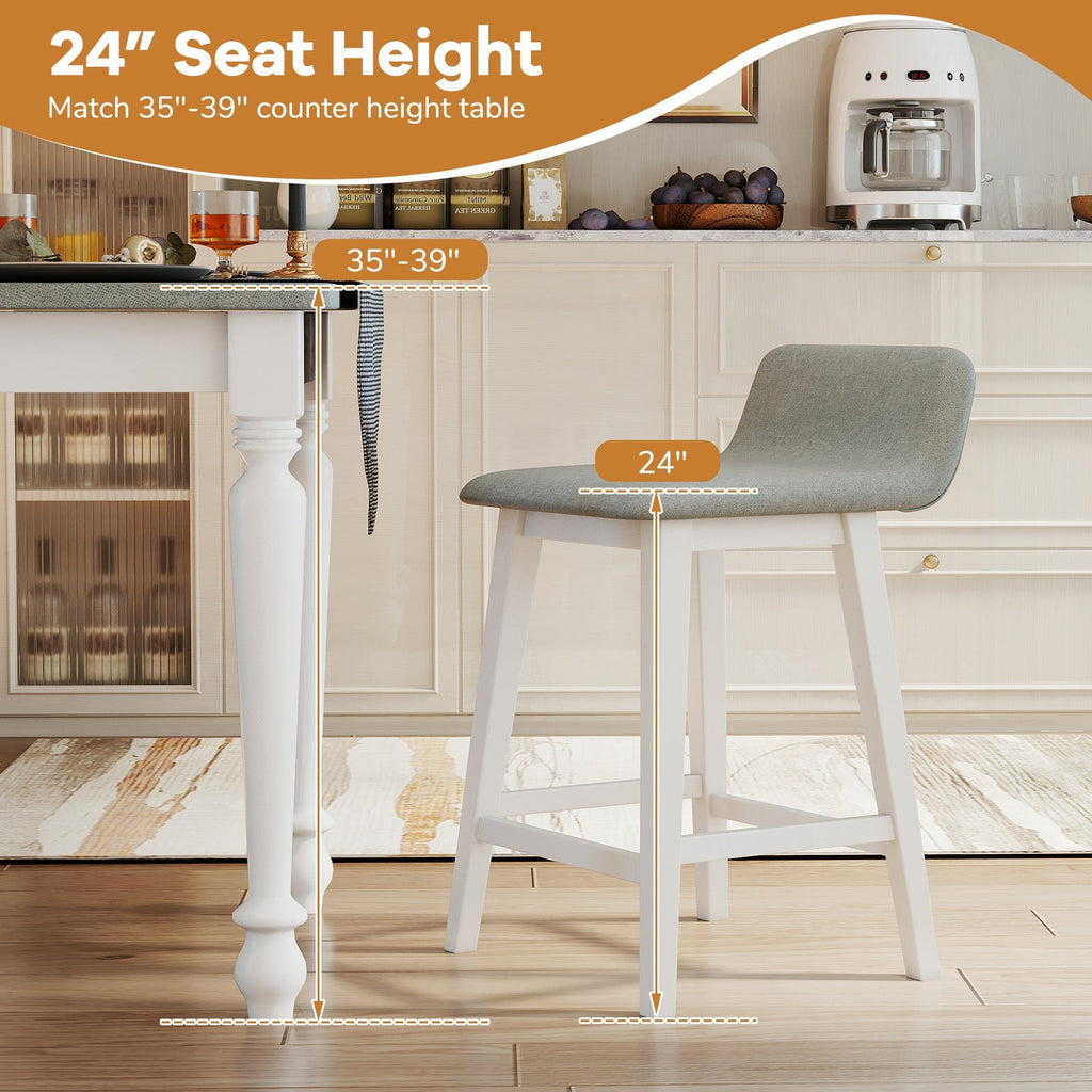 24 Inch Counter Height Bar Stools Set of 2 with Low Back