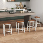Saddle Bar Stools Set of 4 with Footrests, 24.5-Inch