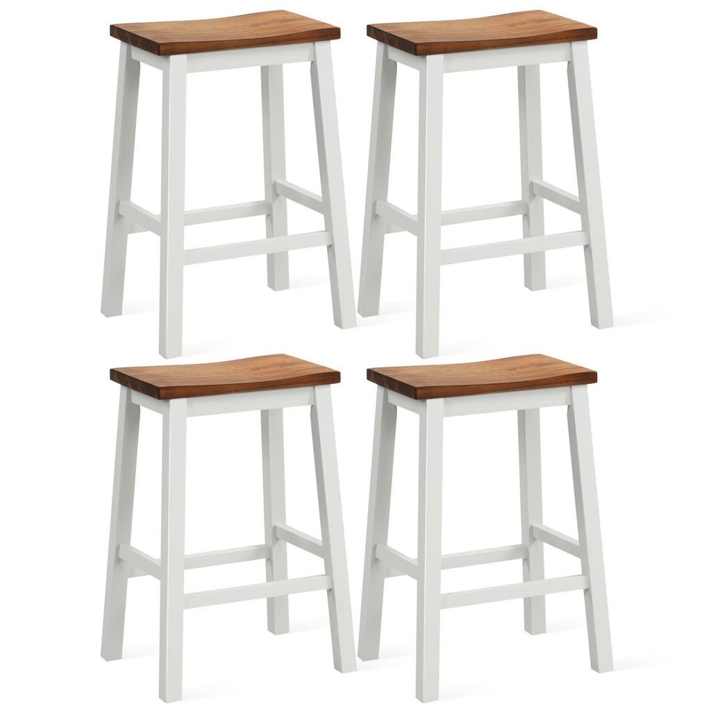 Saddle Bar Stools Set of 4 with Footrests, 24.5-Inch