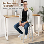 Saddle Bar Stools Set of 4 with Footrests, 24.5-Inch
