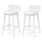24.5 Inch Swivel Wooden Bar Stools Set of 2 with Rubber Wood Legs and Low Back