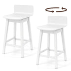 24.5 Inch Swivel Wooden Bar Stools Set of 2 with Rubber Wood Legs and Low Back