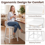24.5 Inch Swivel Wooden Bar Stools Set of 2 with Rubber Wood Legs and Low Back
